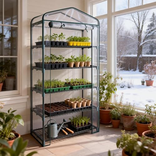 worth garden 50% extra wide mini greenhouse 5 shown in use
