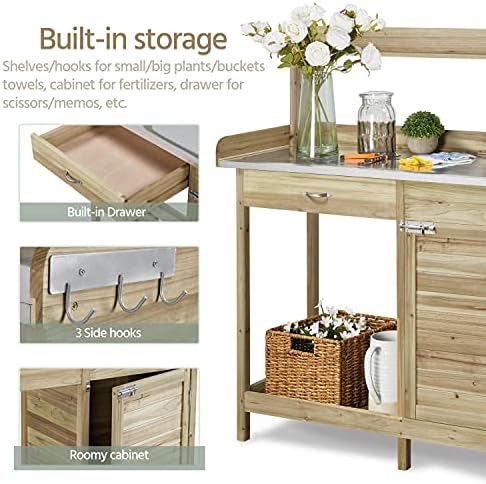 costoffs potting bench wood garden potting table with, package contents