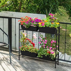 oyeal raised garden bed 32" tall elevated planter showing dimensions