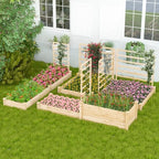 costway raised garden bed with 2 planter boxes, close-up detail