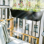 railing planter for outdoor plants 36'' metal hanging, front angle view