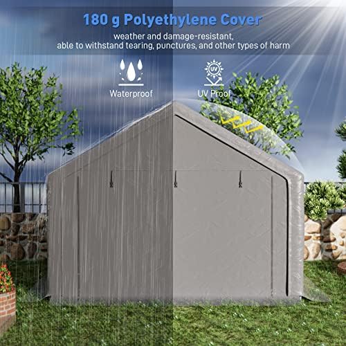 outdoor storage shelter, 10x10 ft portable shed with, side view