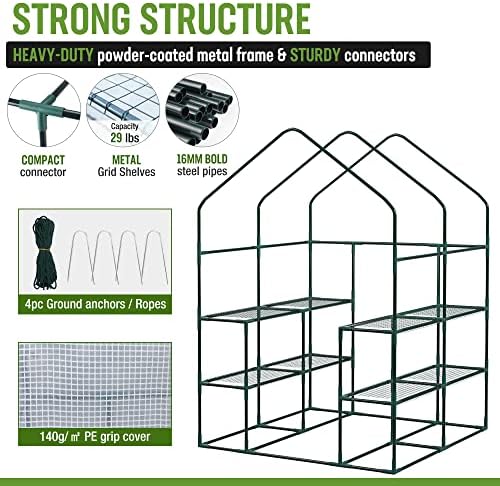 workpro greenhouse, heavy duty walk-in greenhouse (56” x, close-up detail