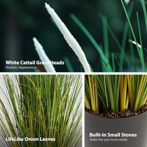 3ft 2-pack artificial cattail reed grass, 35in artificial, front angle view