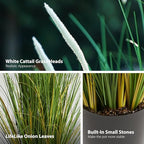 3ft 2-pack artificial cattail reed grass, 35in artificial, front angle view