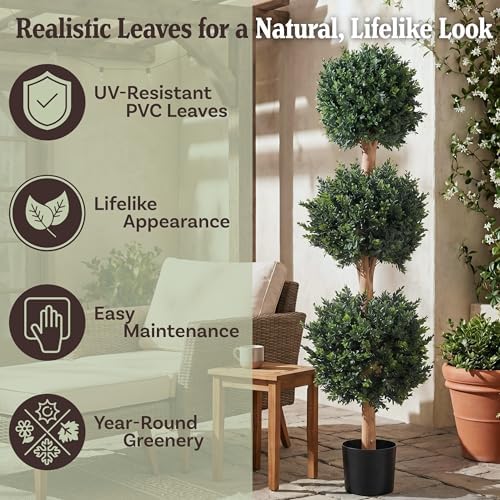pure garden set of 2 artificial trees, close-up detail