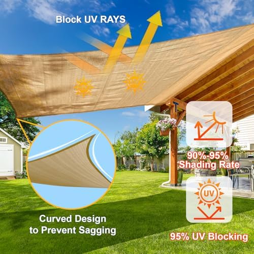 sunlax sun shade sail 10' x 10' x, side view