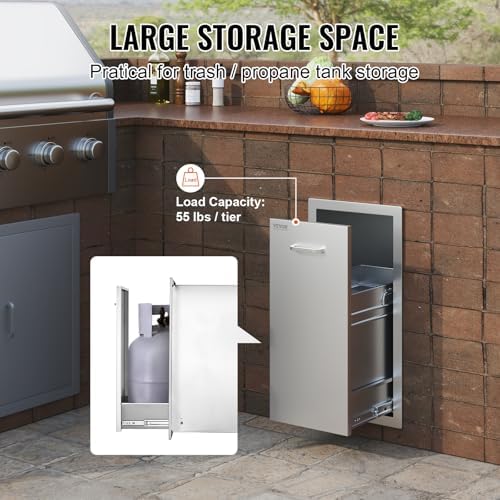 vevor outdoor kitchen drawers 13.4"w x 25.7"h x showing dimensions
