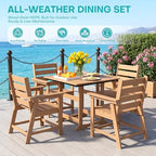 HDPE Dining Chair Set of 2, All-Weather Heavy Duty, Cedar | Patio Dining Chair with Armrests, Wood Grain Texture, Outdoor Furniture for Backyard, Garden