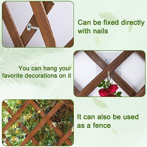 wood lattice fence panels for outside 13.4"x78.8" expandable showing dimensions