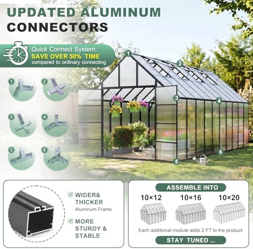 20x10x10 ft extra large greenhouse for outdoors, heavy showing dimensions