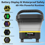 portable cordless cleaner with tank: foldable electric cleaning, side view