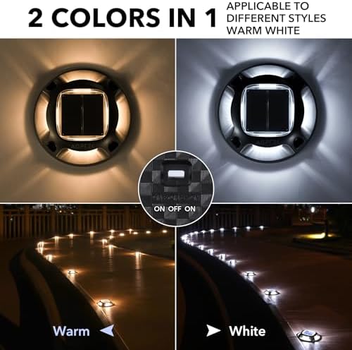 agptek solar driveway lights outdoor 12 pack, 2 shown in use