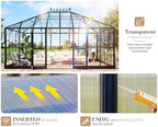 howe 16x12x9.5 ft pavilion styled greenhouse with clear showing dimensions