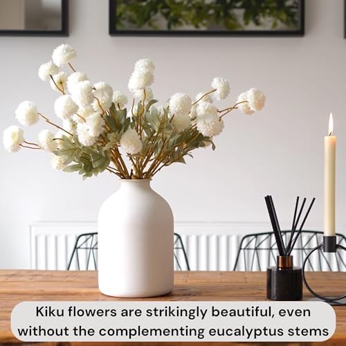 ryddelighome white faux kiku flowers for vase(not included), package contents