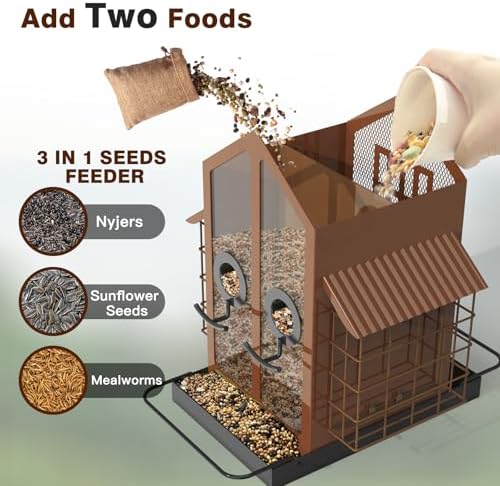 flowafoli bird feeders for outdoors, metal bird feeder, close-up detail