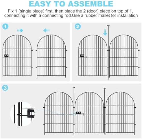 12 panels dog fence outdoor for yard, 40in, side view