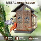 flowafoli bird feeders for outdoors, metal bird feeder, side view