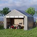 outdoor storage shelter, 10x10 ft portable shed with shown in use