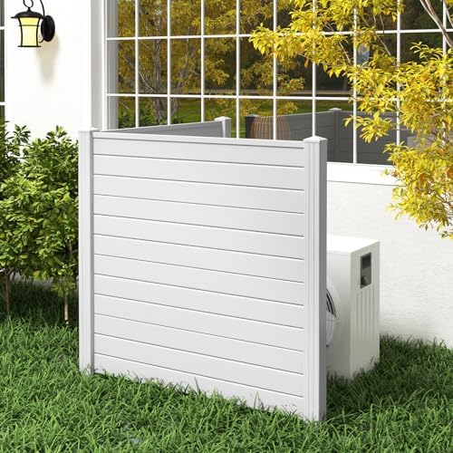 giantex no-dig air conditioner fence, 2 panels, 48''w shown in use