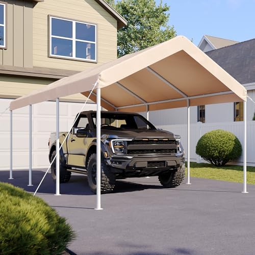 aoxun 10x20 ft carport, heavy duty car canopy shown in use