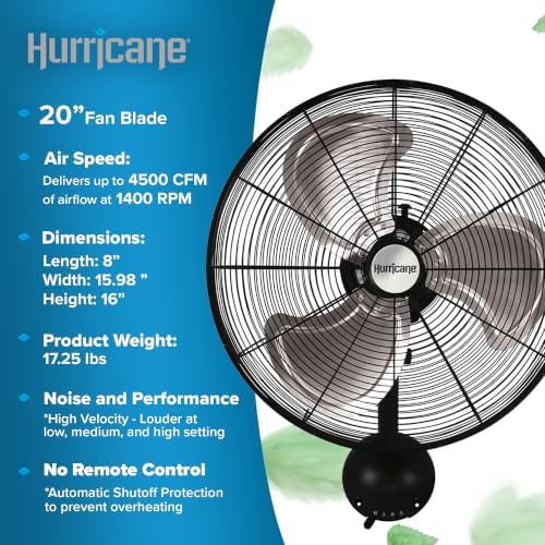 hurricane pro high velocity oscillating wall fan, 3 shown in use