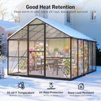 8x10 ft greenhouse with hygrometer, windproof warm plant, package contents