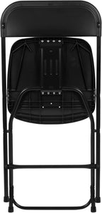 Flash Furniture Hercules Series Plastic Folding Chairs for Parties and Weddings, Stackable Commercial Event Seats with 650-lb. Static Weight Capacity, Set of 6, Black