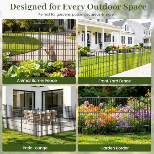 no dig garden fence outdoor for yard, 24in, front angle view