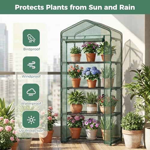 sweetcrispy 27"x19"x63" mini greenhouse, with zipper door durable, close-up detail