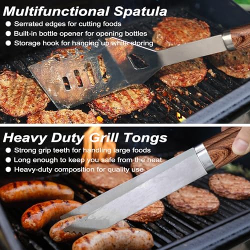 poligo 22pcs heavy duty bbq grill accessories set, side view