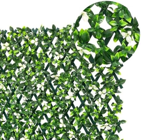 natrahedge artificial privacy grass wall decor, white gardenia, main product view