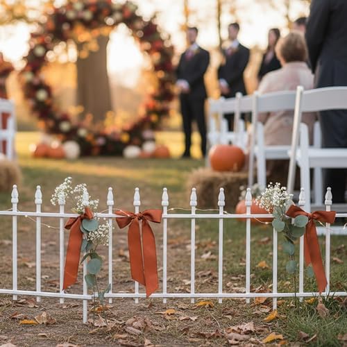 sunnydaze decorative garden fence border, 22" w x, front angle view