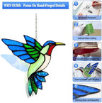 hummingbird stained glass window hanging suncatchers,gifts for women, close-up detail