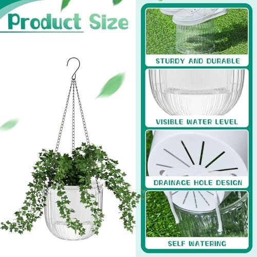 meanplan 4 pcs self watering hanging planter indoor, side view