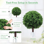 27.5" artificial boxwood topiary ball trees for outdoors, view 11