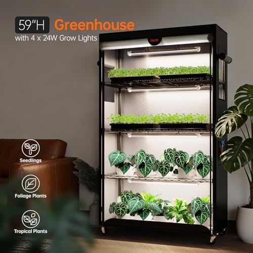 bstrip indoor greenhouse with grow light oxford cover shown in use