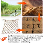 hemp rope net (6ftx12ft) heavy duty natural jute, side view