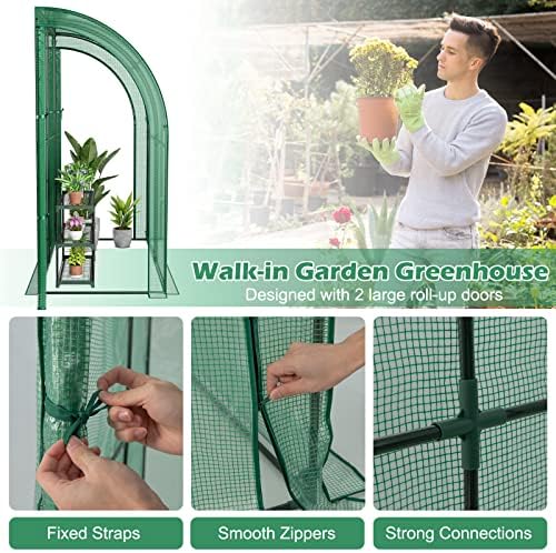 safstar 7 x 3.5 x 7 ft greenhouse, close-up detail