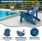 Giantex Outdoor Adirondack Chair - Oversized Patio Chairs w/Hidden Cup Holder, Realistic Wood Grain, 380 LBS Weight Capacity, Weather Resistant Firepit Chairs for Backyard, Garden (2, Navy)