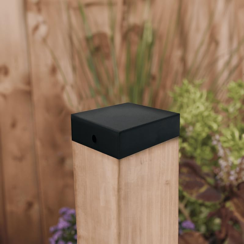 Nuvo Iron Eazy Cap™ Flat Pyramid Post Cap - Galvanized Powder Coated Steel, Black, 3.5" x 3.5"