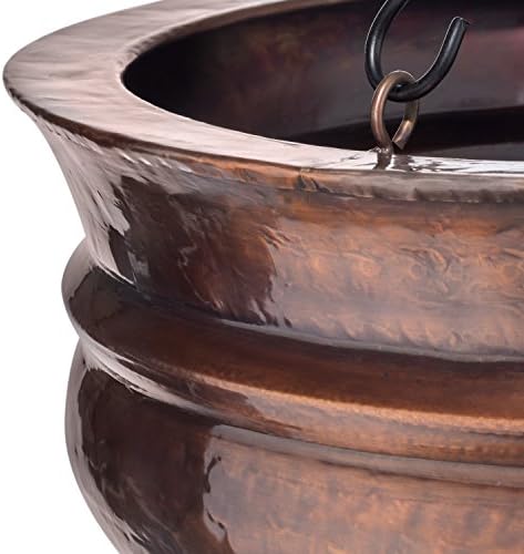 h potter hanging planter - antique copper finish, front angle view