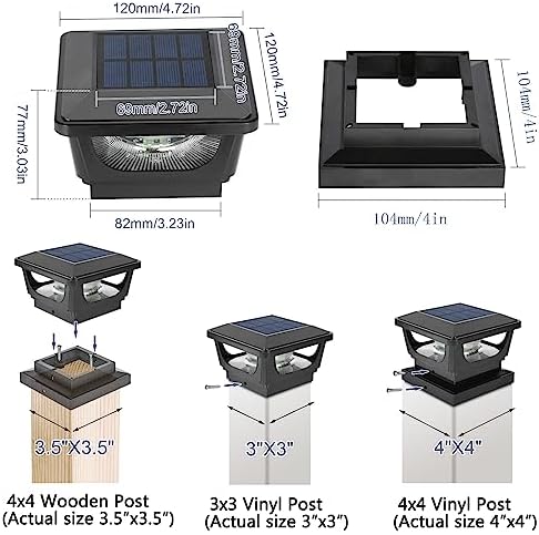 solar post cap lights for 3x3 metal & shown in use