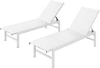 Vexwalx Pool Lounge Chairs Set of 2, Aluminum Lounge Chair Outdoor with 5-Position Recliner, Patio Chaise Lounge Outdoor for Backyard, Poolside, Deck (White)