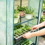 worth garden 5 tier mini sun shade greenhouse, side view