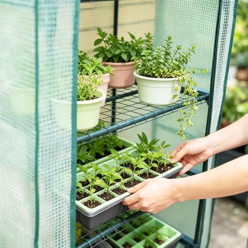 worth garden 5 tier mini sun shade greenhouse, side view