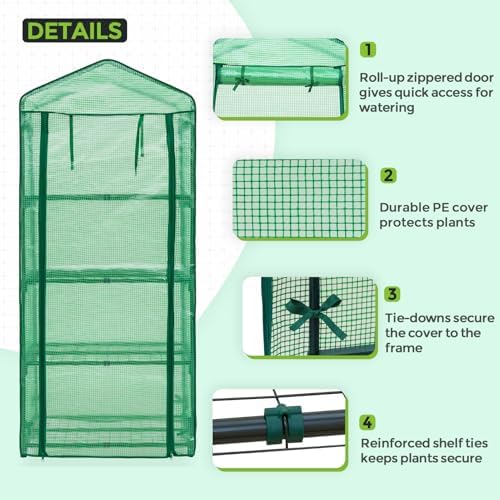 eagle peak mini greenhouse for indoor outdoor, 27x19x64 shown in use