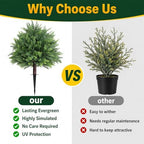 28'' artificial cedar topiary ball trees, 2 set, front angle view