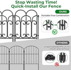 amagabeli 10 panels 17in(h)×10ft(l) decorative garden fences and, side view