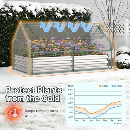 miory raised garden bed with pe cover, 6x3x1, front angle view